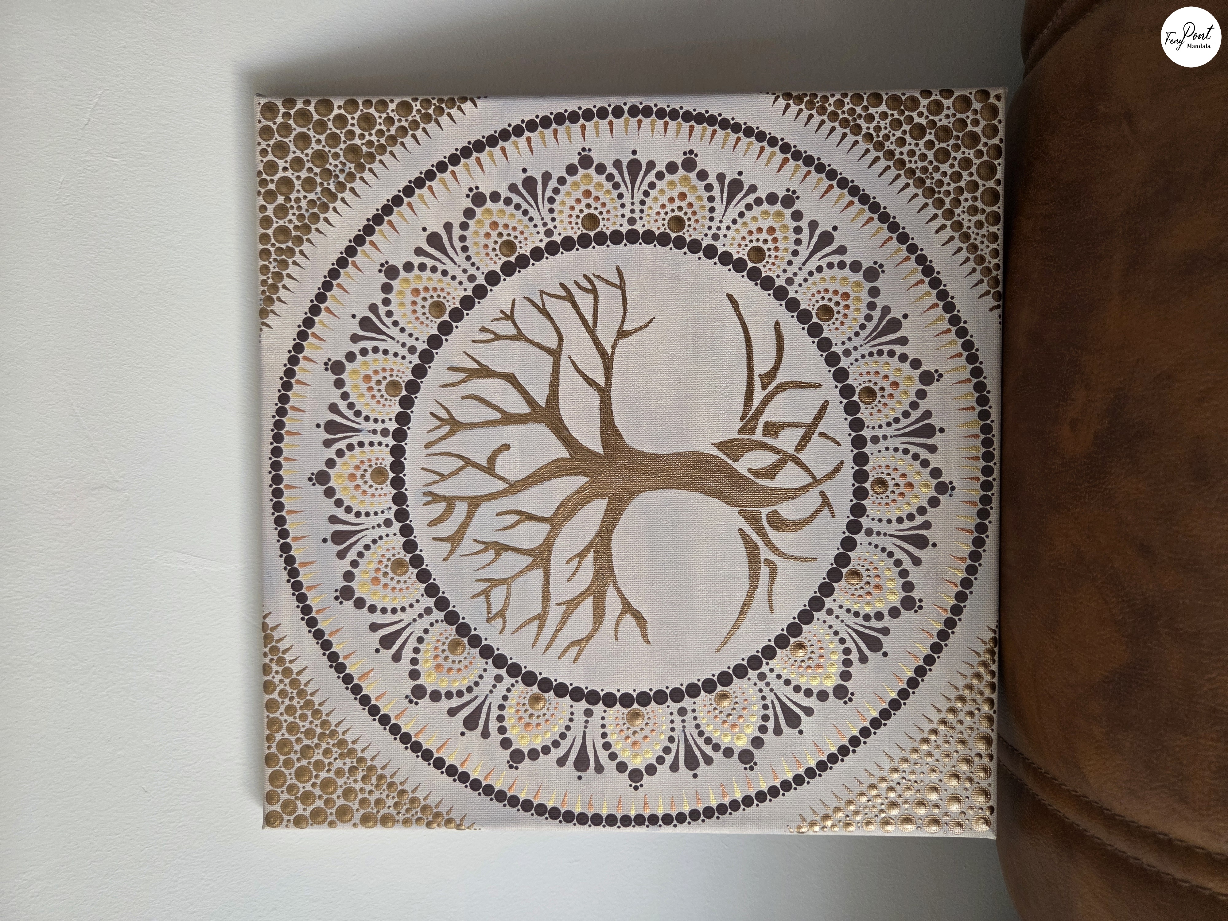 Életfa falikép 30×30 cm vásznon - kézzel festett