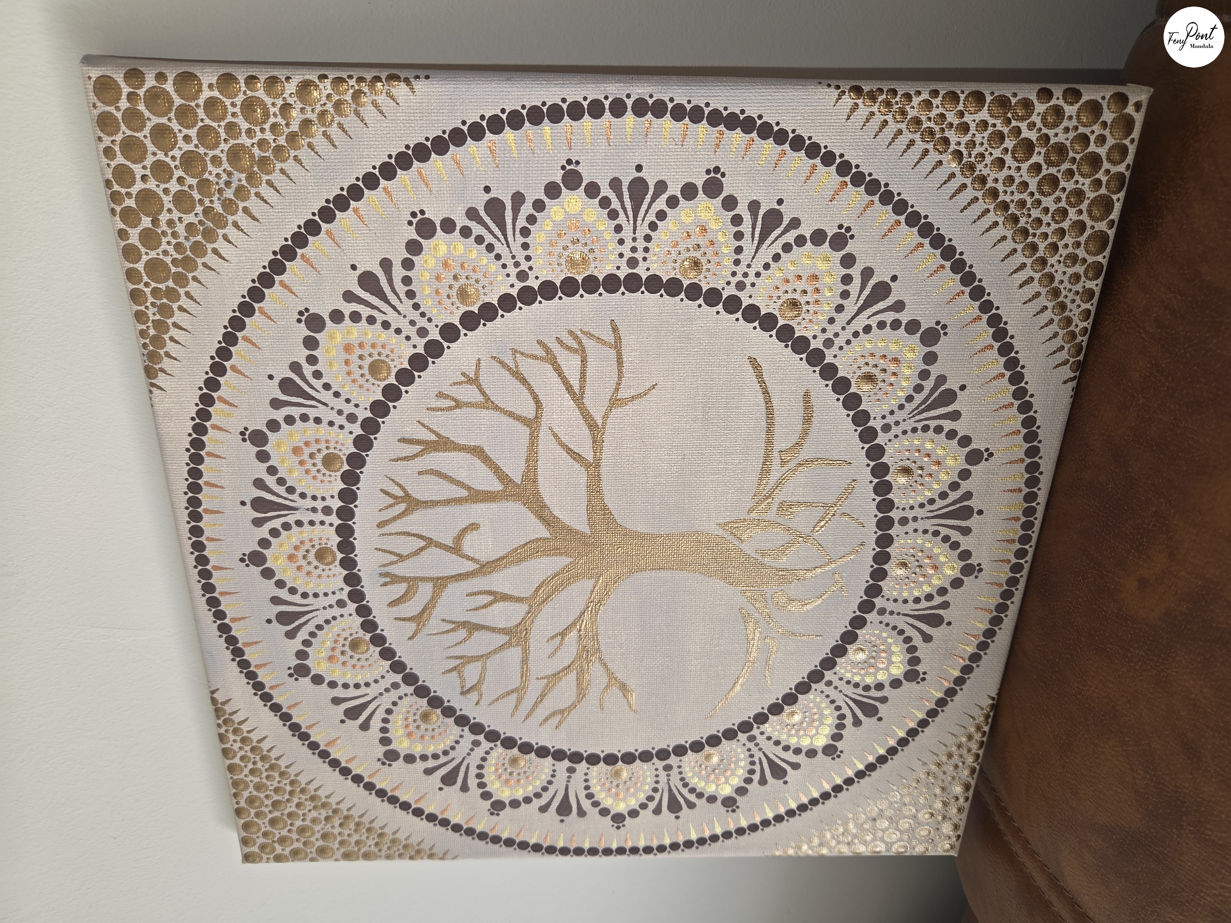 Életfa falikép 30×30 cm vásznon - kézzel festett
