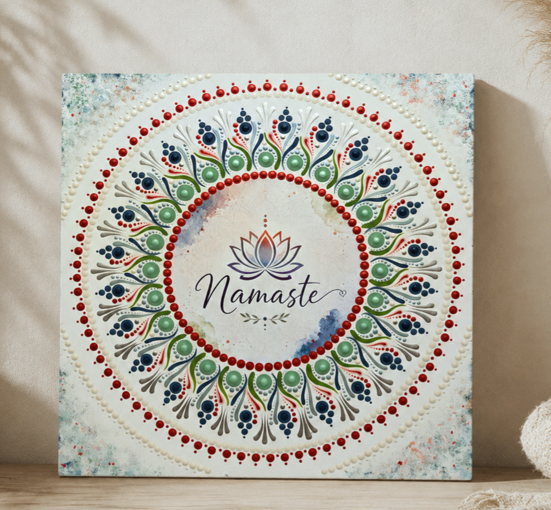 Namaste pontozott falikép- kézzel festett 30×30 cm