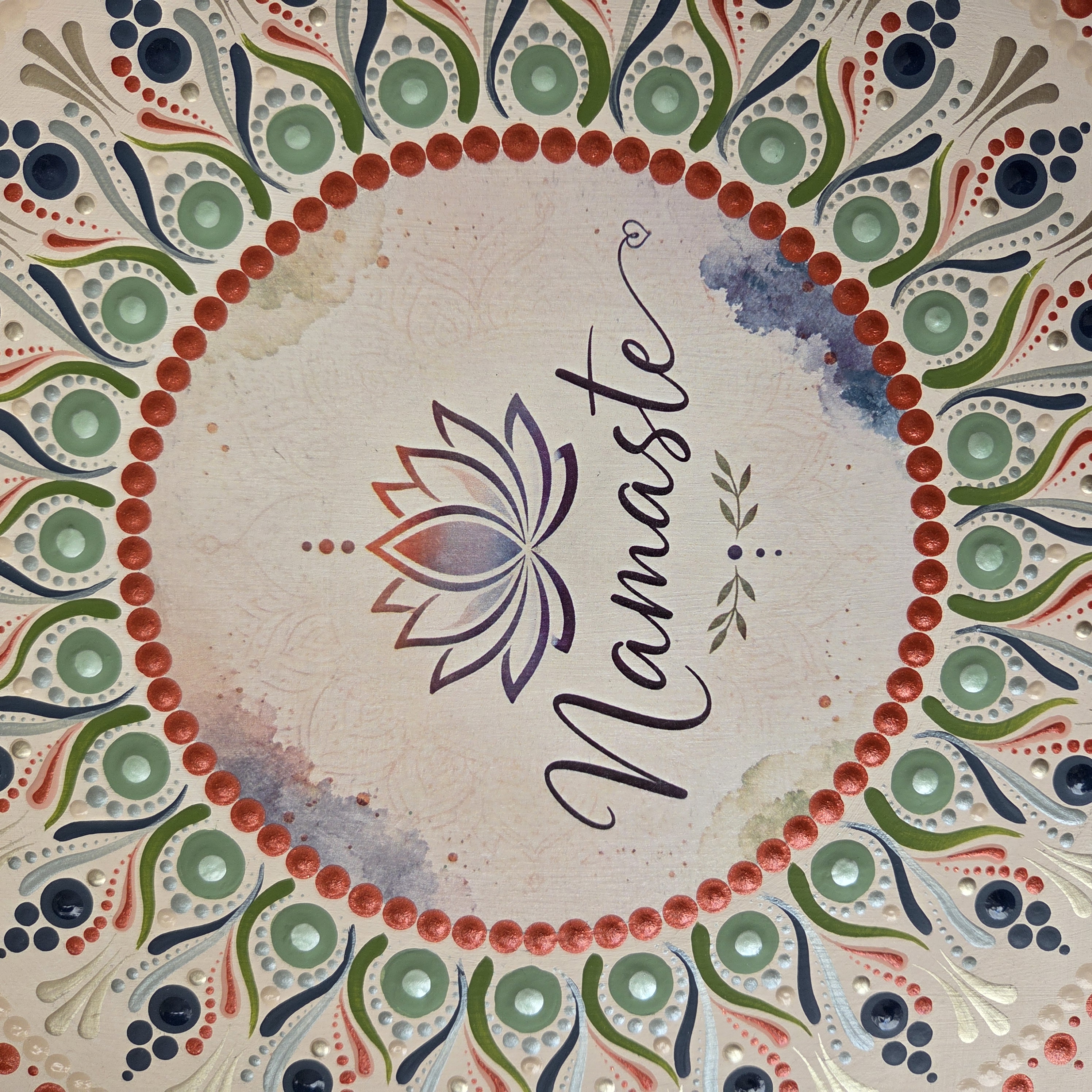 Namaste pontozott falikép- kézzel festett 30×30 cm